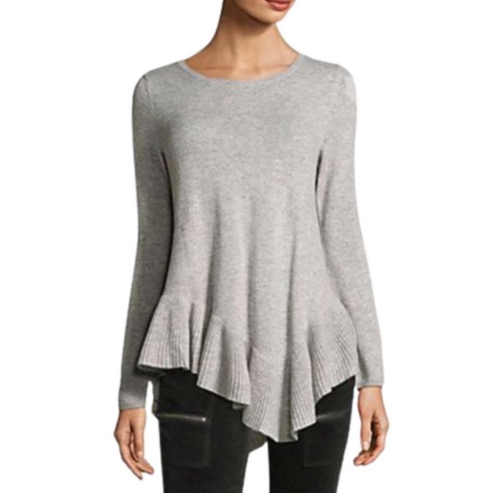 Joie Tambrel Assymeyrical Ruffle Hem Wool Cashmere Sweater